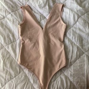 Free people Vneck pink bodysuit xs